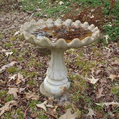 Concrete bird bath, pointed edges
