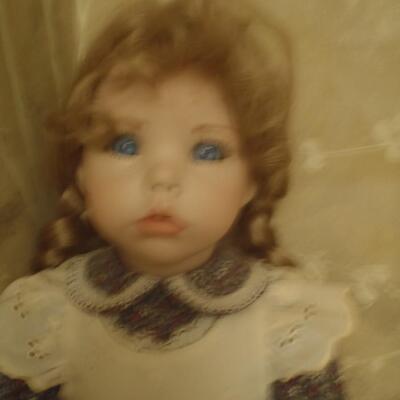 Porcelain Doll, white over floral dress, no box