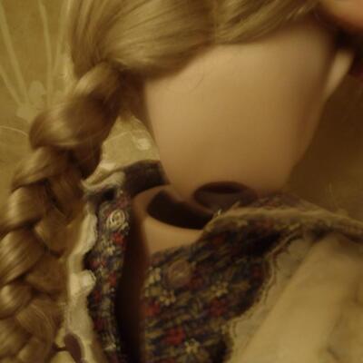 Porcelain Doll, white over floral dress, no box