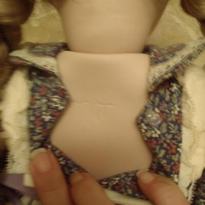 Porcelain Doll, white over floral dress, no box
