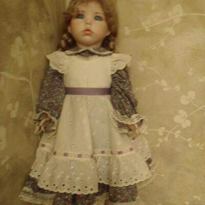 Porcelain Doll, white over floral dress, no box