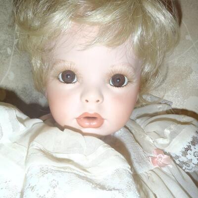 Porcelain Doll, long white dress, no box