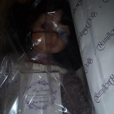 New in box; "Shy Violet" Porcelain Doll; Hamilton Collection