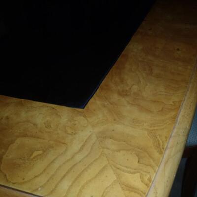 Thomasville Mirrored Burl Wood Dining table, 2leaves; 6 Chairs