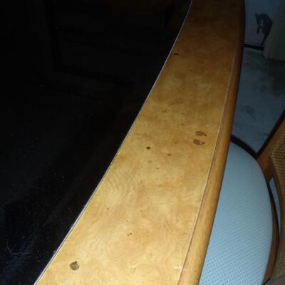 Thomasville Mirrored Burl Wood Dining table, 2leaves; 6 Chairs