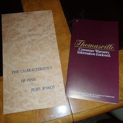 Thomasville Mirrored Burl Wood Dining table, 2leaves; 6 Chairs