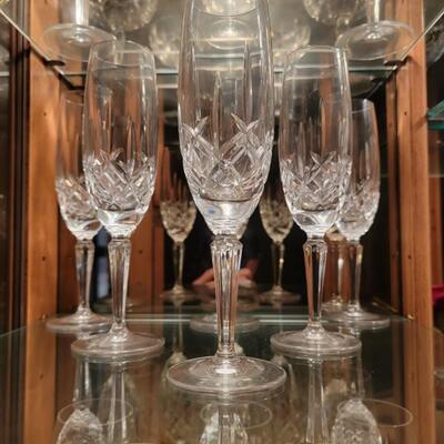 6 crystal champagne glasses