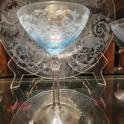 blue clear platter/glass/ceramic lot