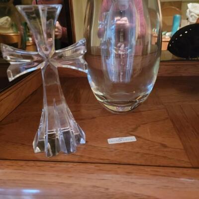 crystal cross and vase