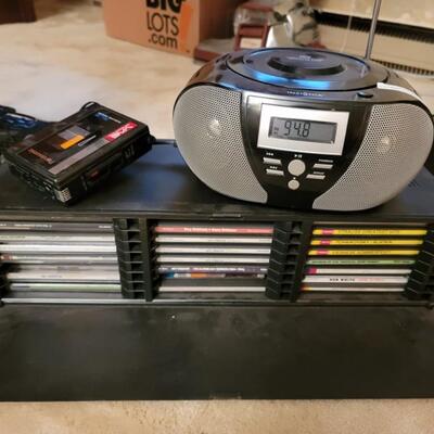 CD player/ cds/ CD carrier/ Panasonic tape player