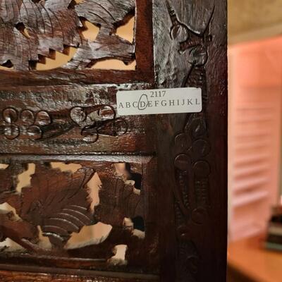 4 panel engraved wood room divider