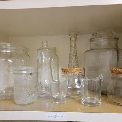 Assorted glass ware jars