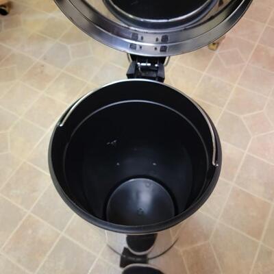 round silver trash can