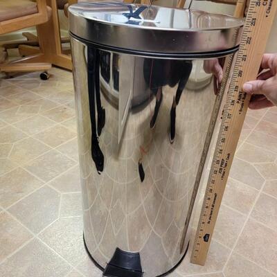 round silver trash can