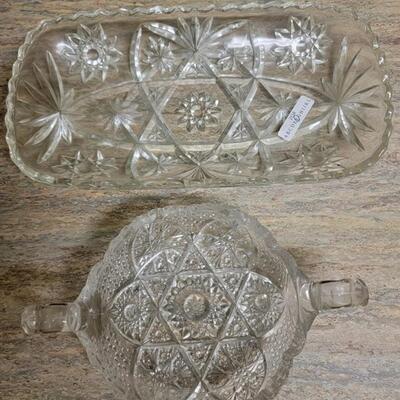 2 crystal serving dishes
