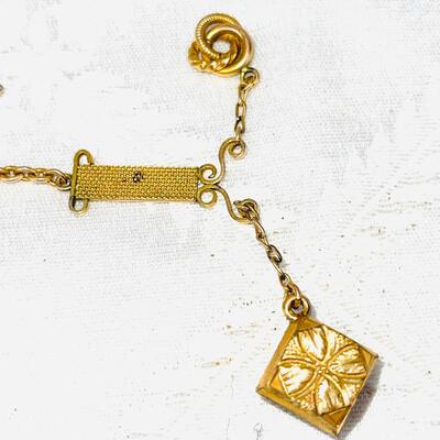 ANTIQUE VICTORIAN LADIES WATCH FOBS & CHAIN LOVERS KNOT G&CO GOLD TONE
