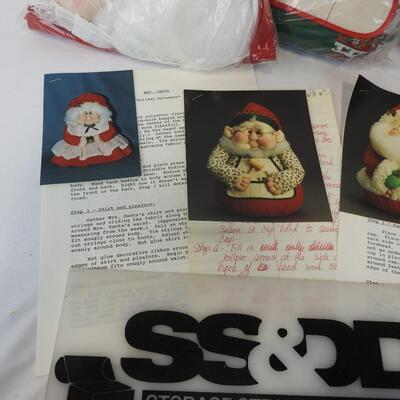 Set of 3 Soft Sculpture Kits w/ instructions: Santa, Mrs Claus Elf