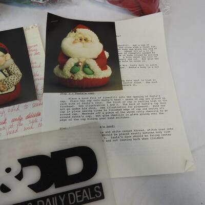 Set of 3 Soft Sculpture Kits w/ instructions: Santa, Mrs Claus Elf