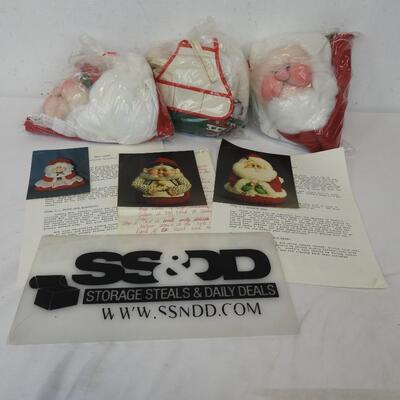 Set of 3 Soft Sculpture Kits w/ instructions: Santa, Mrs Claus Elf
