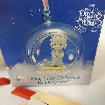 Holiday Sign Set, 4 Precious Moments Collection Ornaments, 2 Angel, Bears, Sleds