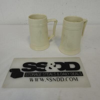 2 Cream Colored Glass Mugs