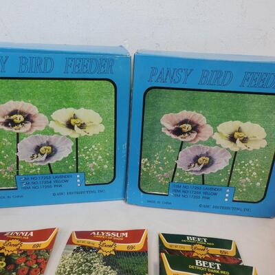 15 pc Spring/Easter Decor & Seed Packets, Bird Feeders, Butterfly Windsock