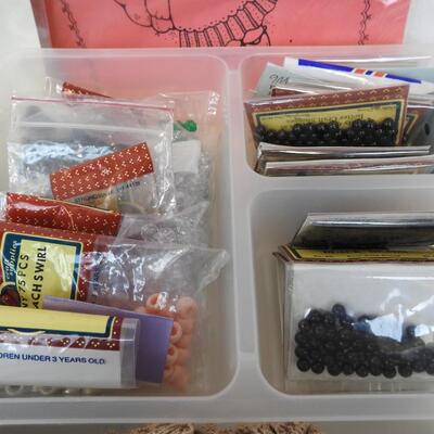 11+ Craft Lot: Macrame Rope, Lace, Thread, Beads, Tassels, Rocks, Ribbon, Floral