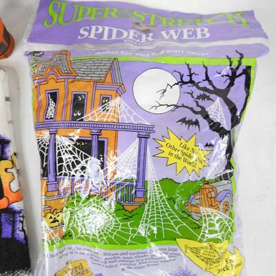 8 pc Halloween Lot: Spider Webs, Witch Soft Sculpture, Sculptured Tapers