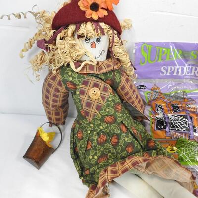 8 pc Halloween Lot: Spider Webs, Witch Soft Sculpture, Sculptured Tapers