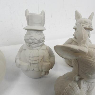 10 pc Ceramics and Greenware, Bunnies, Easter, Shamrock and Heart