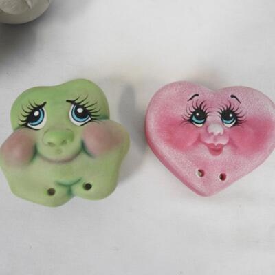 10 pc Ceramics and Greenware, Bunnies, Easter, Shamrock and Heart