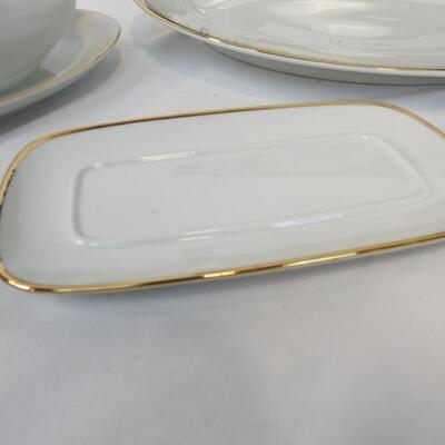 Sheffield Regency Gold Porcelain Fine China, Oval Platters, Butter Dish, Plates