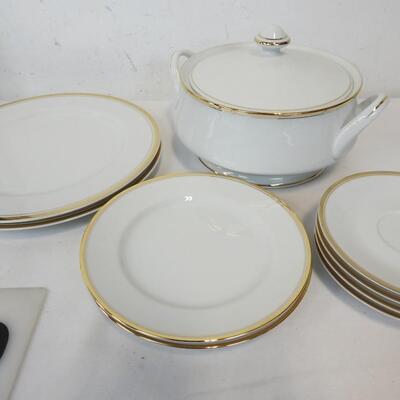 Sheffield Regency Gold Porcelain Fine China, Oval Platters, Butter Dish, Plates