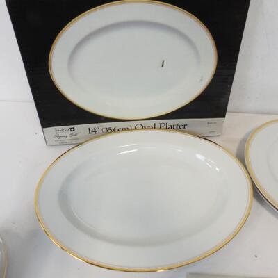Sheffield Regency Gold Porcelain Fine China, Oval Platters, Butter Dish, Plates