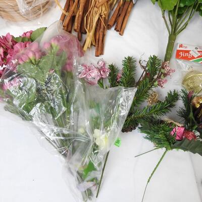 Craft Lot: Floral, Bells, Twisted Paper, Pine Needles
