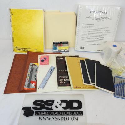 Office Lot: Notepads, Folders, Paper, Small Screwdriver Set