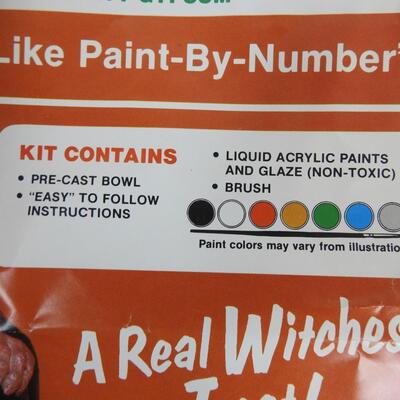 Paint by Number Type Kit, Trick or Treat Bowl, Acrylic Paint, Witch Bowl