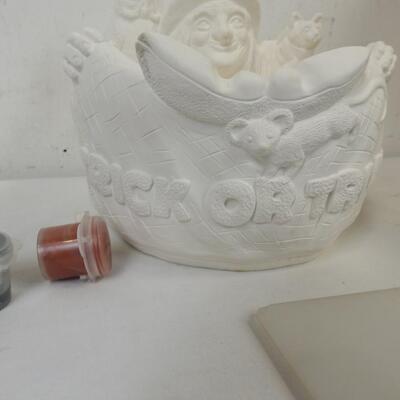 Paint by Number Type Kit, Trick or Treat Bowl, Acrylic Paint, Witch Bowl