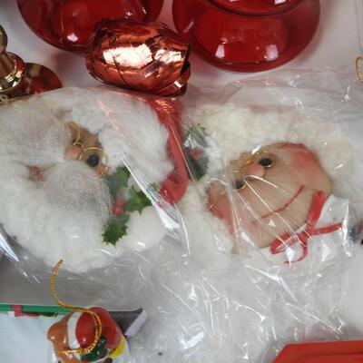 13 pc Christmas Decor: Glass Ornaments, Candle Holder, Kris-Moose