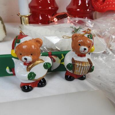 13 pc Christmas Decor: Glass Ornaments, Candle Holder, Kris-Moose