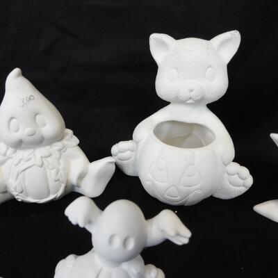 12 pc Unpainted Ceramics, Fall Decor, Pilgrims, Pumpkin Bears, Ghosts