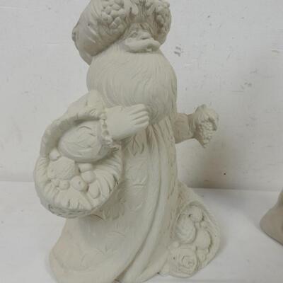 2 pc Greenware, Old World Santa Statues, Ceramics