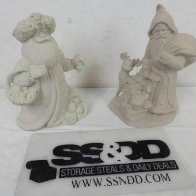 2 pc Greenware, Old World Santa Statues, Ceramics