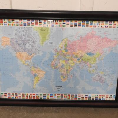 Mercator Projection Framed Map of the World, 29" x 41"