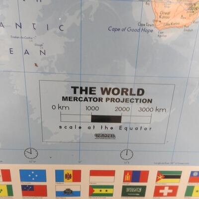 Mercator Projection Framed Map of the World, 29" x 41"