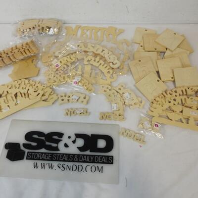 Wood Craft Lot: Wood Signs, Merry Christmas, Cut out Letters, Kitchen