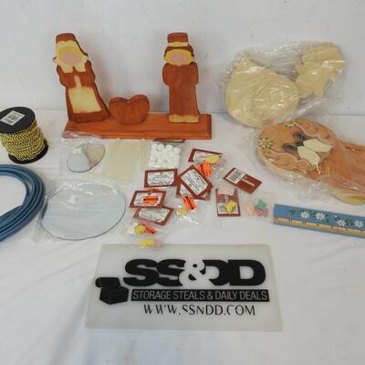 15+ Craft Lot: Tisted Paper, Unfinished Wood Decor, Glitter Ornaments