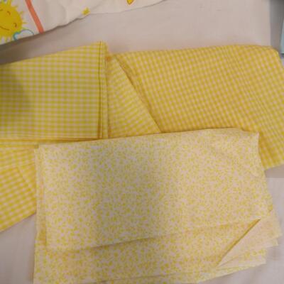 2 Care Bare Unfinished Quilts, Blue and Yellow Material