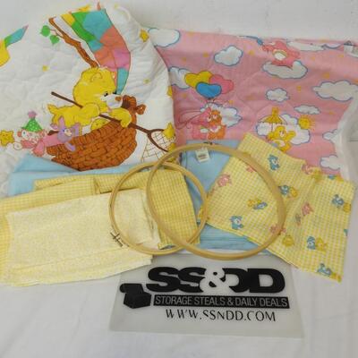 2 Care Bare Unfinished Quilts, Blue and Yellow Material