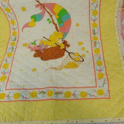 2 Care Bare Unfinished Quilts, Blue and Yellow Material